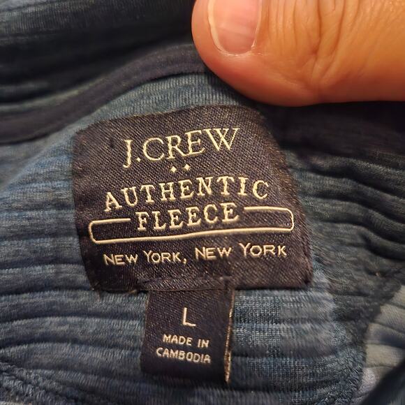 J.Crew Authentic Fleece Blue Snap Pullover Sweater Men’s Large - Picture 3 of 7
